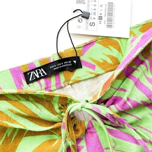Zara NWT Linen Tropical Print Midi Skirt - Picture 2 of 14